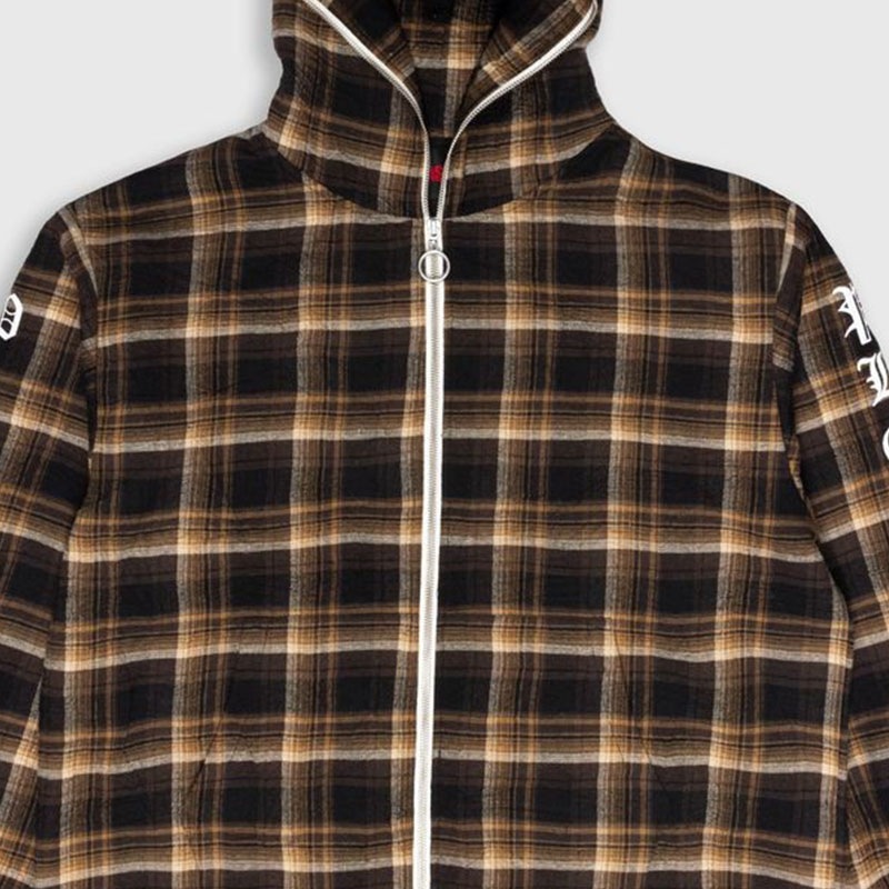 ��PLEASURES/�ץ쥸�㡼����GROOVE ZIP PONCHO HOODIE �ѡ����� / BROWN PLAID