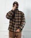 ��PLEASURES/�ץ쥸�㡼����GROOVE ZIP PONCHO HOODIE �ѡ����� / BROWN PLAID