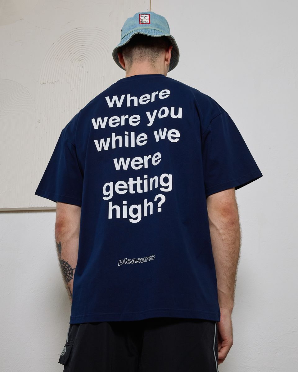��PLEASURES/�ץ쥸�㡼����OASIS��QUESTION MARK T-SHIRT T����� / NAVY