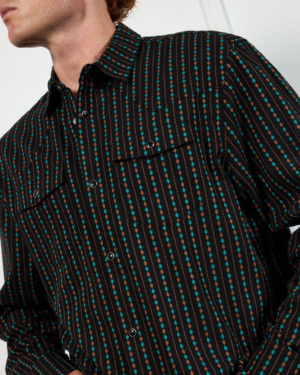 ��PLEASURES/�ץ쥸�㡼����TRIBUTE WESTERN BUTTON UP Ĺµ����� / BLACK