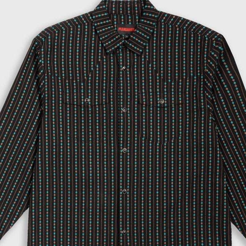 ��PLEASURES/�ץ쥸�㡼����TRIBUTE WESTERN BUTTON UP Ĺµ����� / BLACK