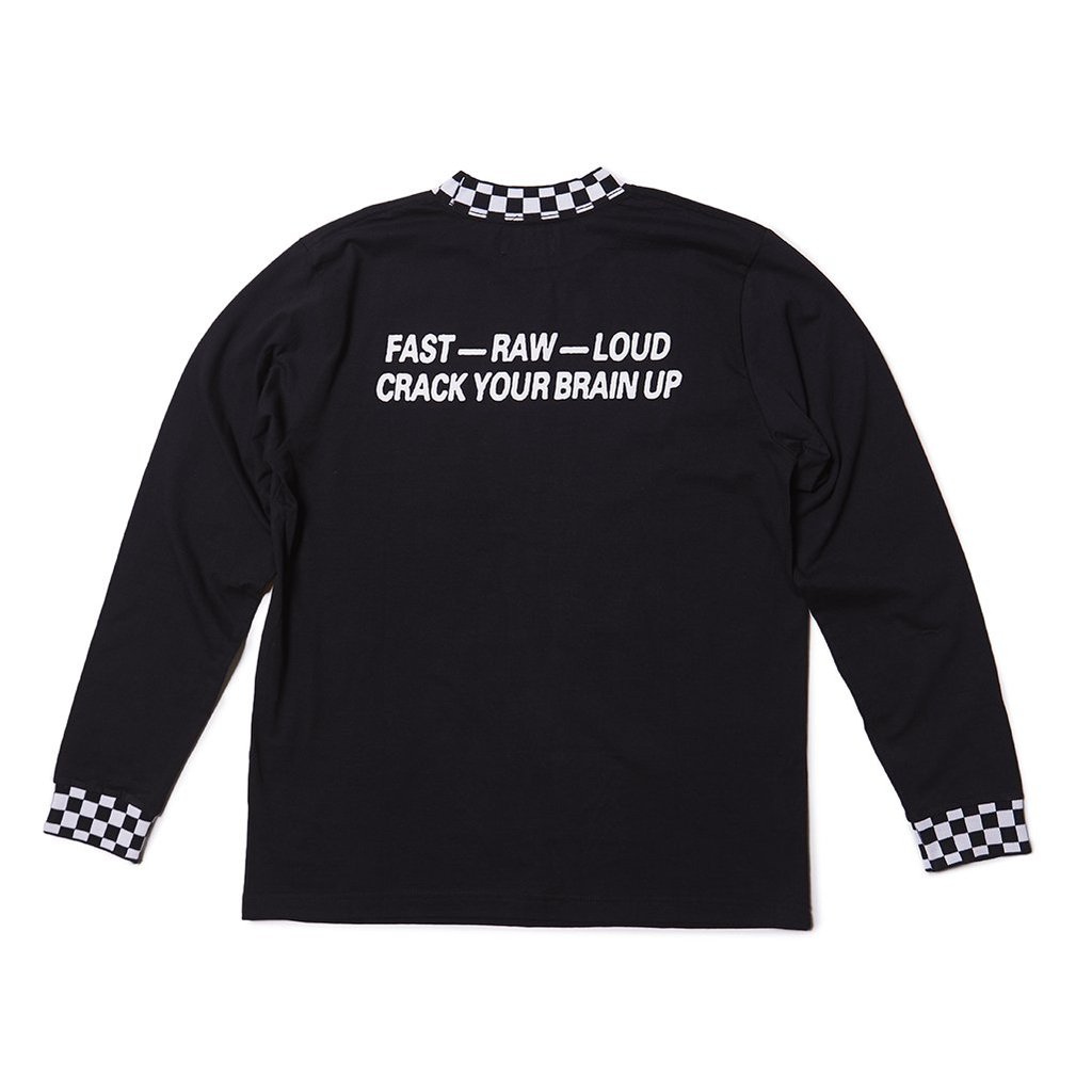 ��RAISED BY WOLVES/�쥤���ɥХ�����֥���CRACK YOUR BRAIN UP LONG SLEEVE T-SHIRT ����T����� / BLACK �֥�å� ��