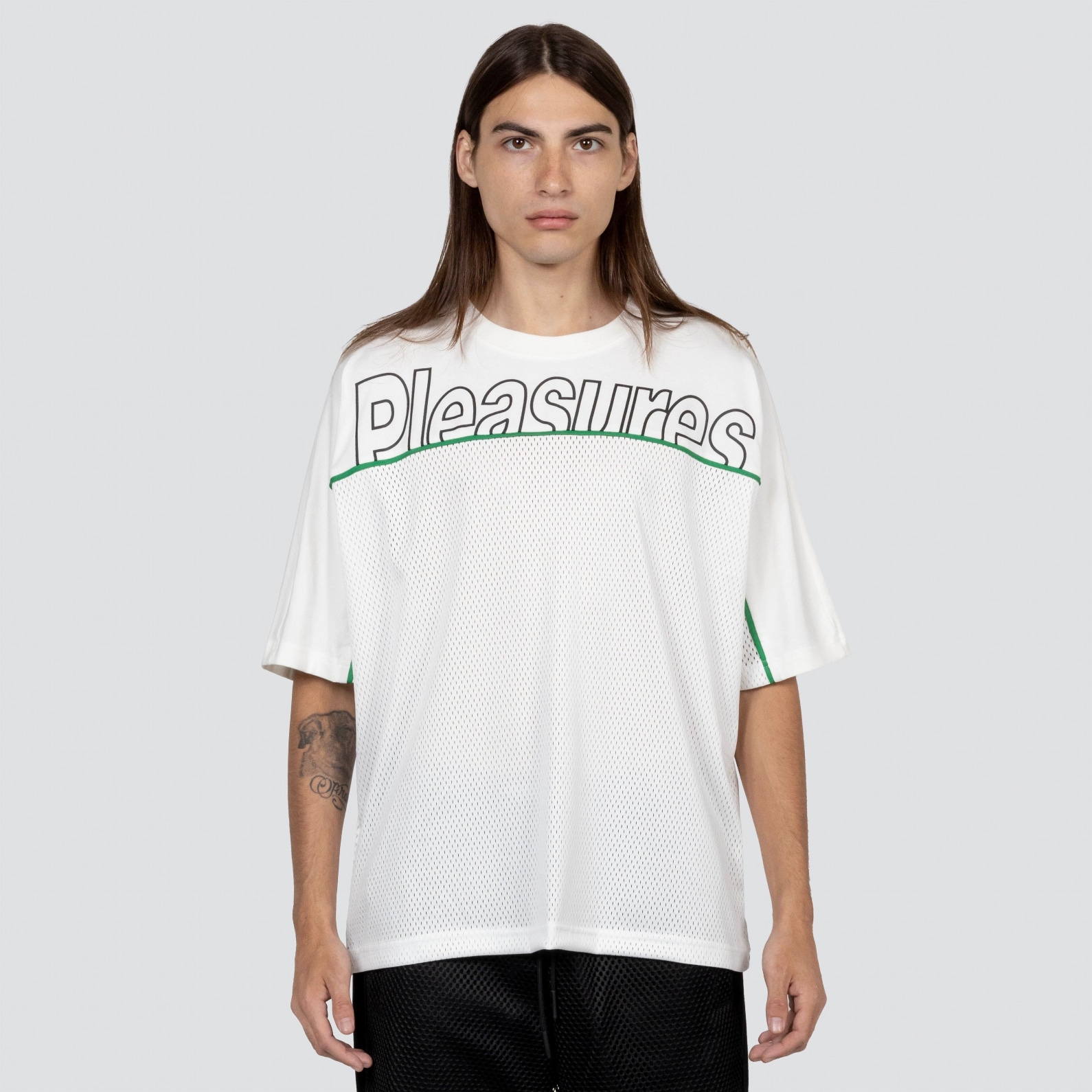 PLEASURES/ץ쥸㡼REVEAL MESH T-SHIRT T / WHITE ۥ磻