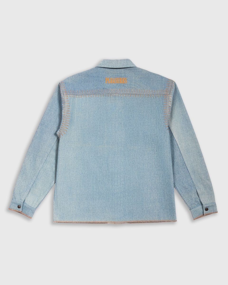 ��PLEASURES/�ץ쥸�㡼����FORTRESS DENIM BUTTON UP Ĺµ����� / WASHED INDIGO