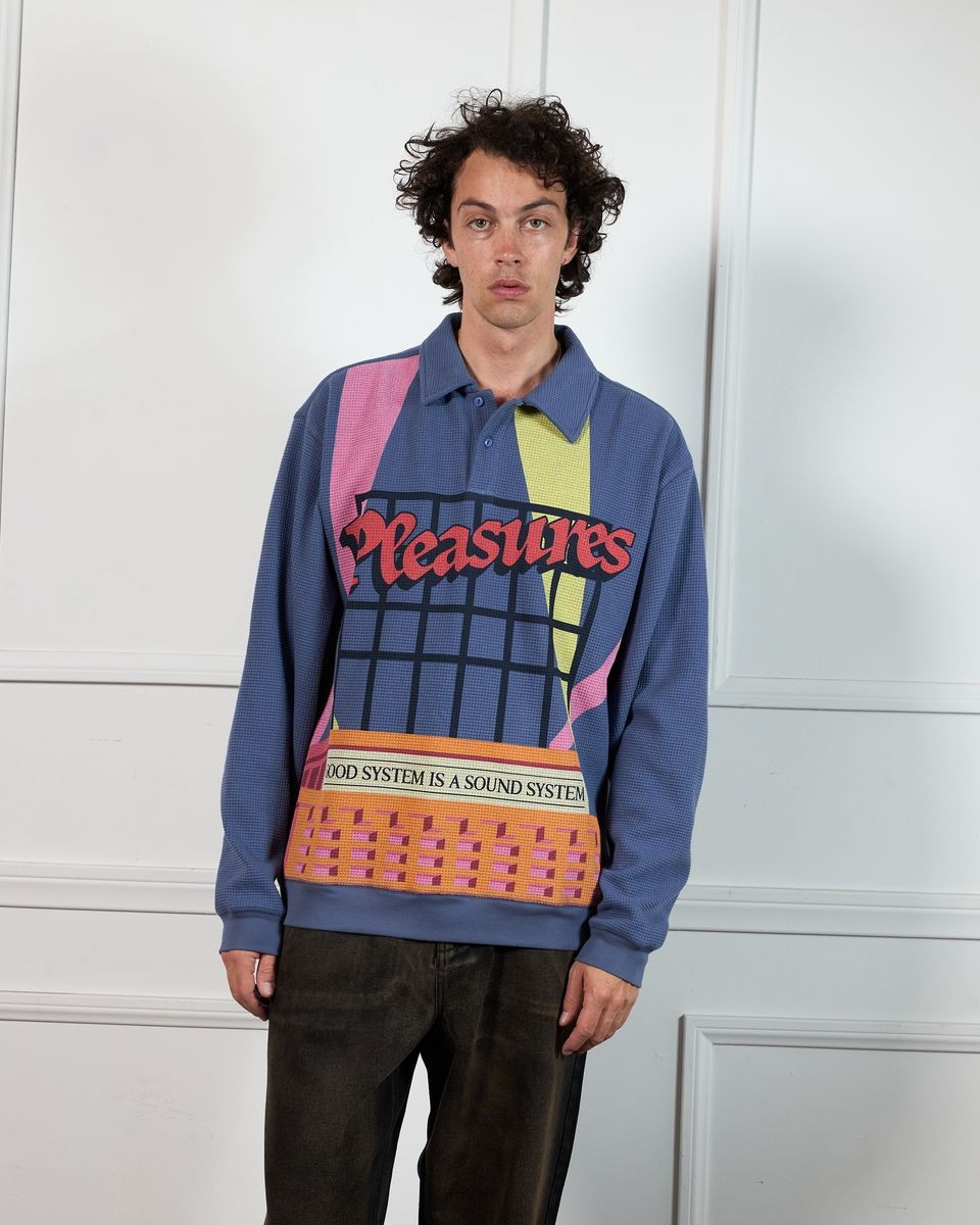 ��PLEASURES/�ץ쥸�㡼����SPOTLIGHT LONG SLEEVE POLO �ݥ������ / NAVY