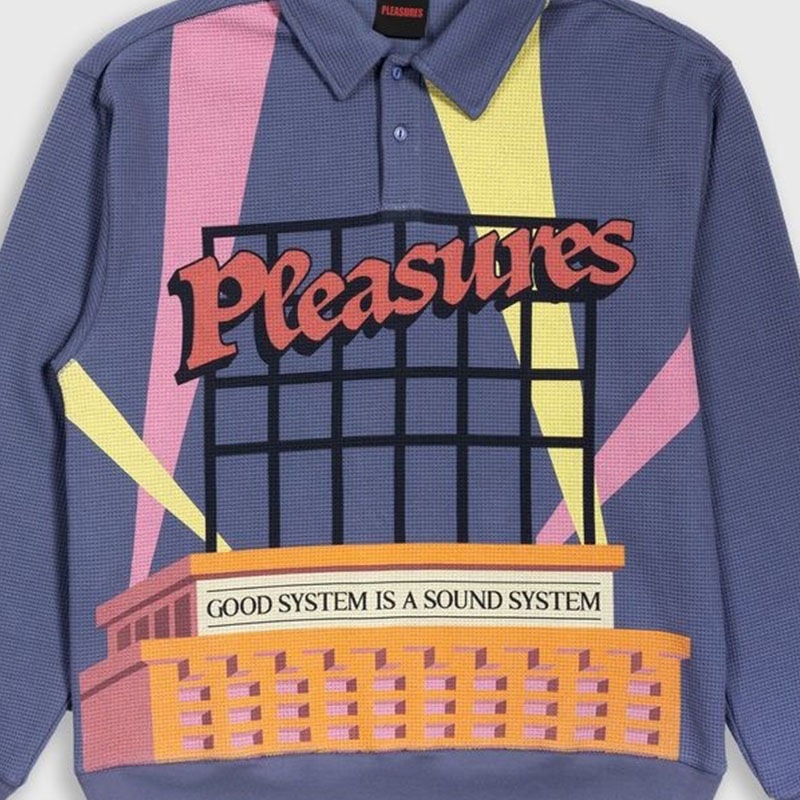 ��PLEASURES/�ץ쥸�㡼����SPOTLIGHT LONG SLEEVE POLO �ݥ������ / NAVY