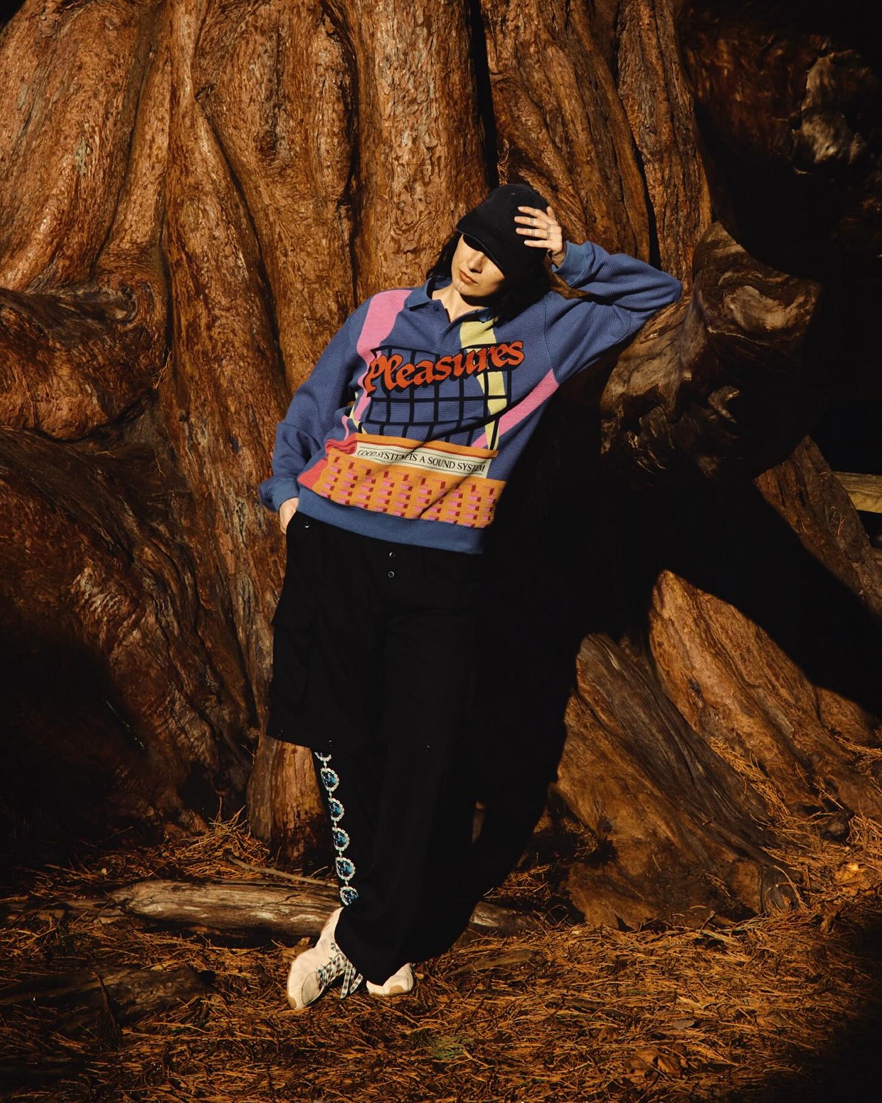 ��PLEASURES/�ץ쥸�㡼����SPOTLIGHT LONG SLEEVE POLO �ݥ������ / NAVY