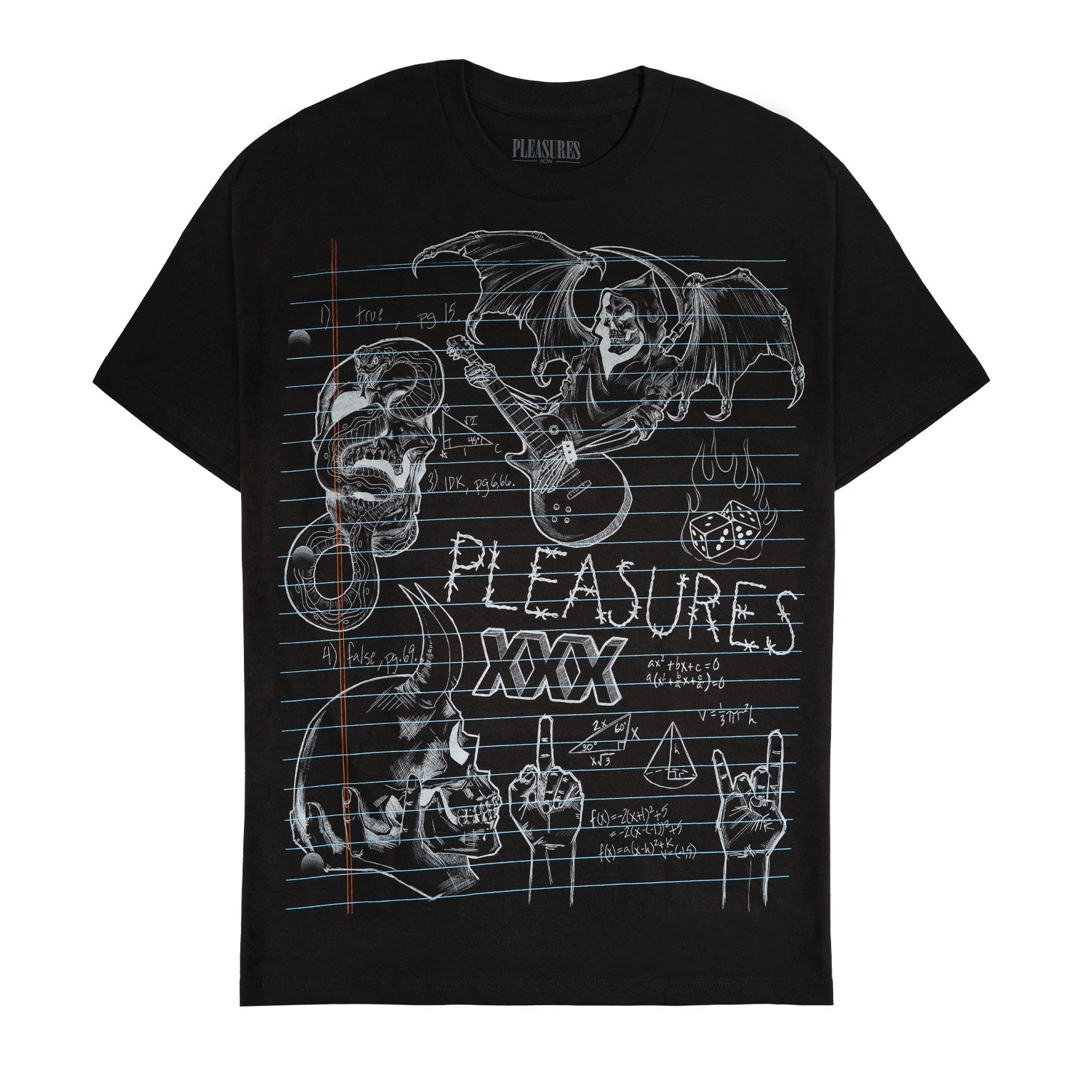 PLEASURES/ץ쥸㡼HOMEWORK T-SHIRT T / BLACK ֥å 