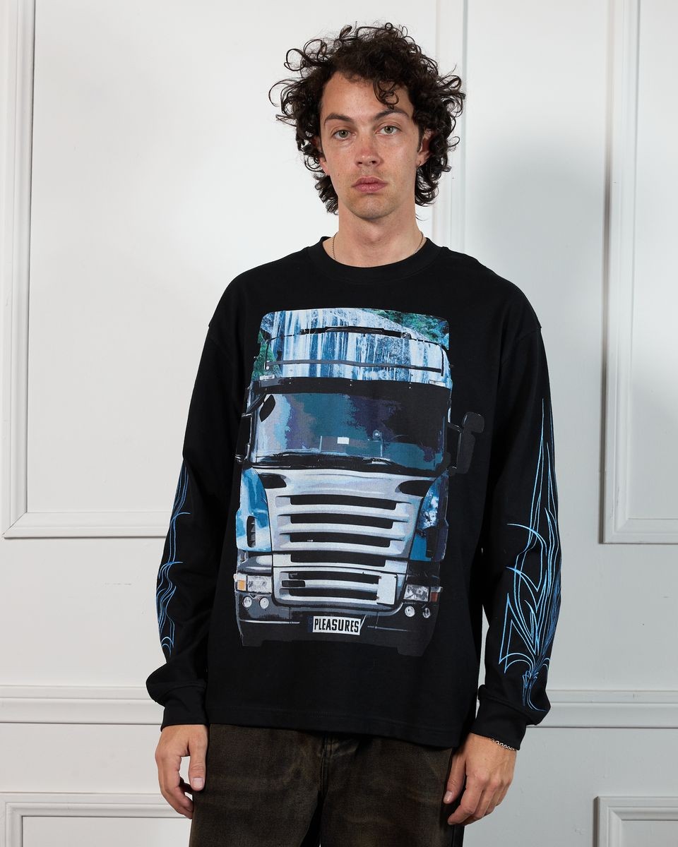 ��PLEASURES/�ץ쥸�㡼����SEMI HEAVYWEIGHT LONG SLEEVE SHIRT ĹµT����� / BLACK