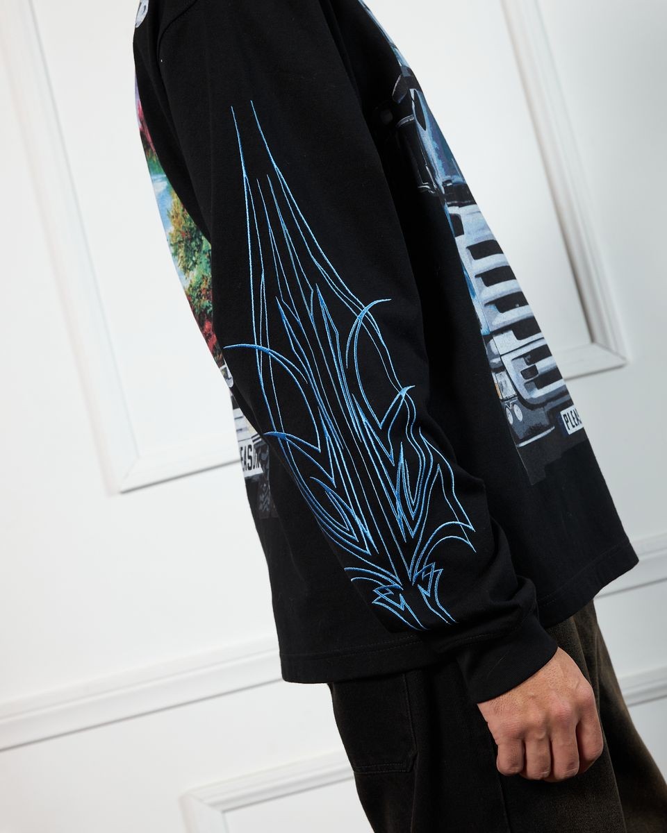 ��PLEASURES/�ץ쥸�㡼����SEMI HEAVYWEIGHT LONG SLEEVE SHIRT ĹµT����� / BLACK