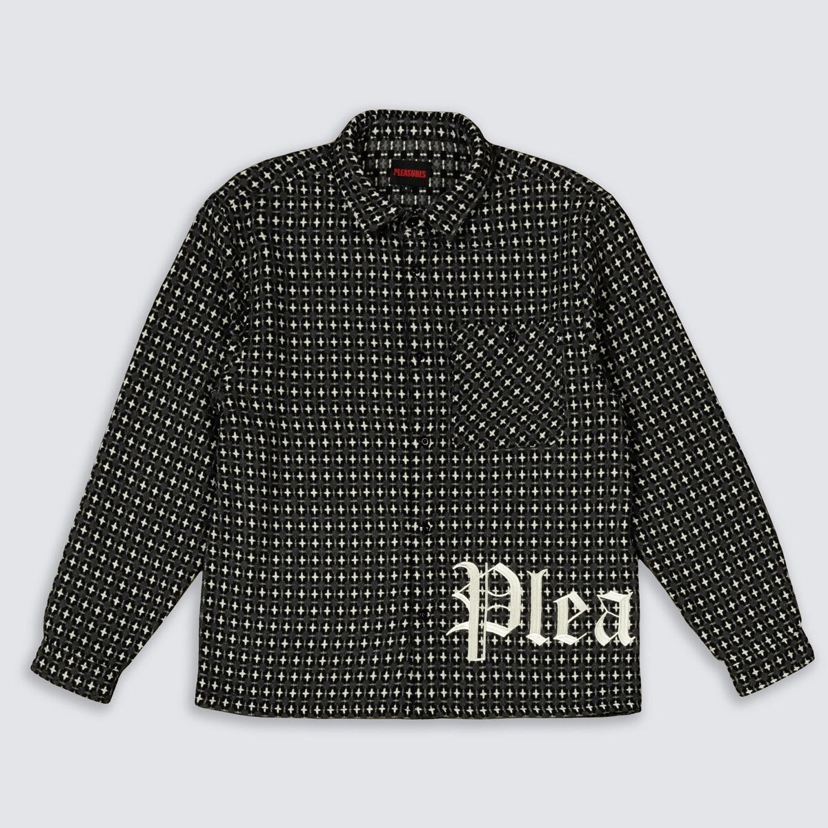 ��PLEASURES/�ץ쥸�㡼����CROSS WORK SHIRT Ĺµ����� / GREY