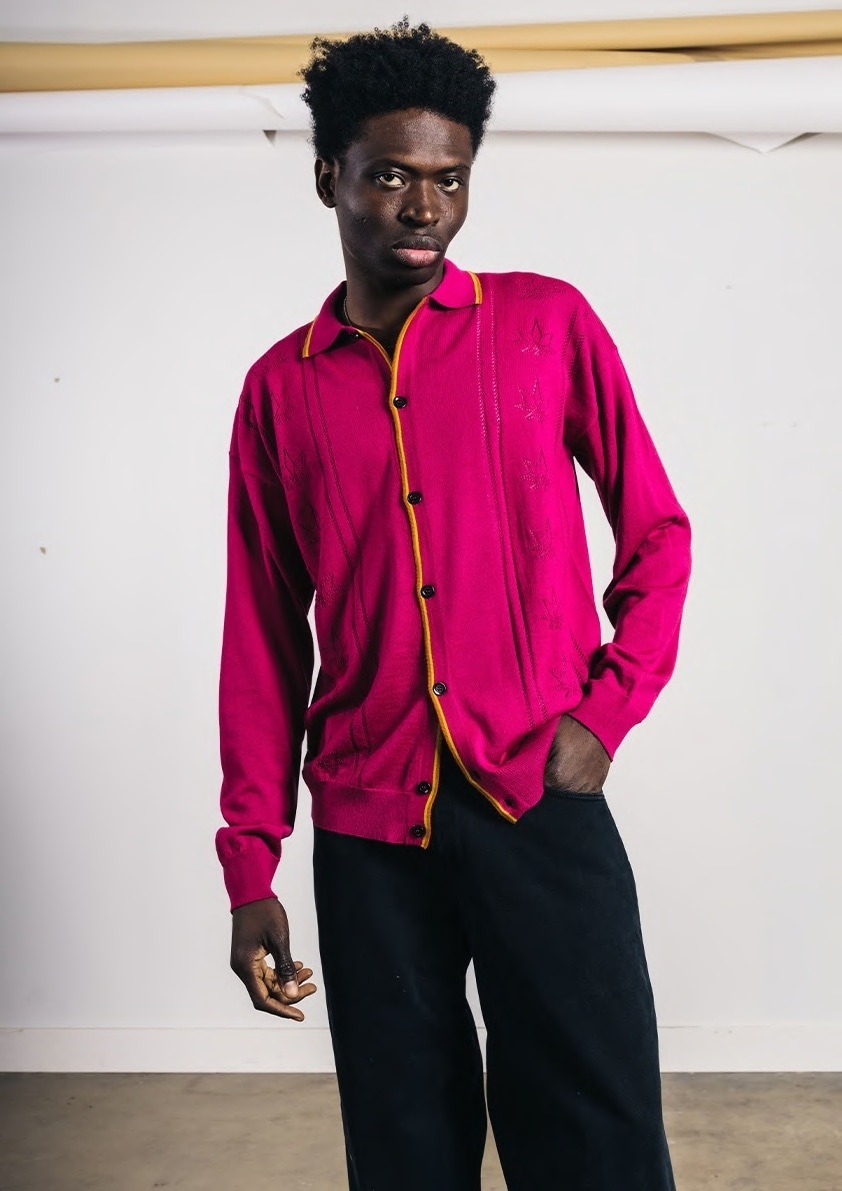 ��PAS DE MER/�ѥɥ����HIGH COUTURE POLO SWEATER �ݥ��������� / FUCSIA