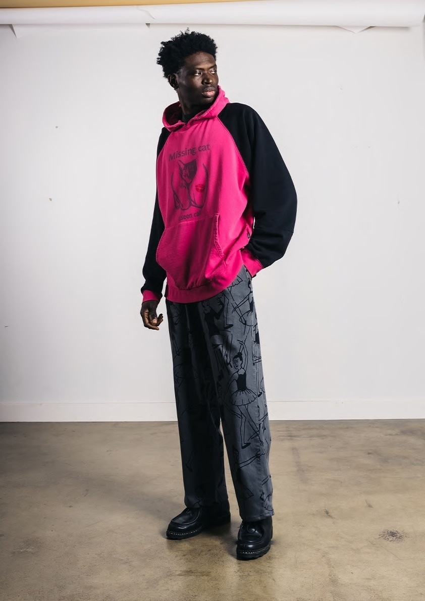 PAS DE MER/ѥɥMISSING CAT HOODY ѡ / FUCSIA-BLACK