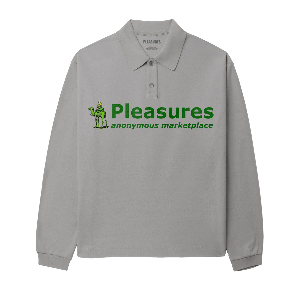 ��PLEASURES/�ץ쥸�㡼����EXCHANGE POLO LONG SLEEVE �ݥ������ / GREY