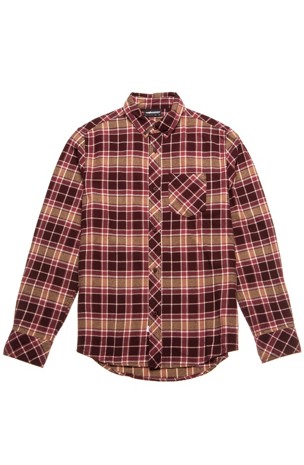 ��THE HUNDREDS/�����ϥ�ɥ�åġ�KAI LS FLANNEL / BURGUNDY