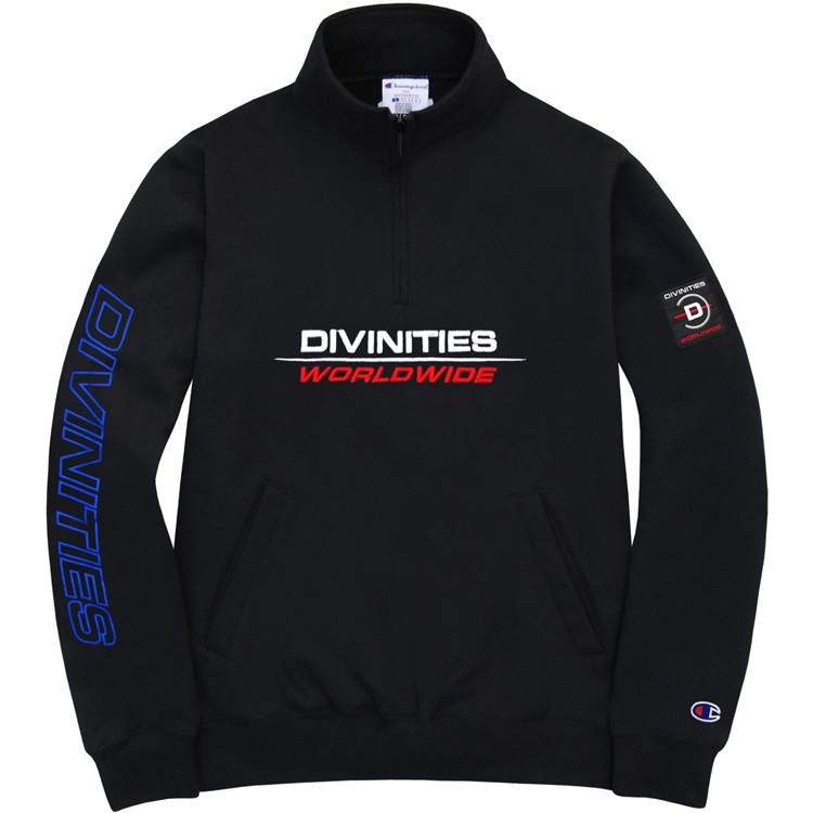 ��DIVINITIES/�ǥ��ӥ˥ƥ�������NAVI/CHAMPION HALF ZIP PULLOVER / BLACK �֥�å� ��