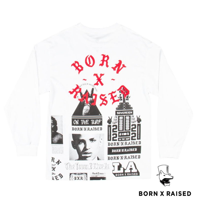 BORN X RAISED/ܡ쥤ɡBWR ALL OVER LONGSLEEVE T / WHITE ۥ磻 