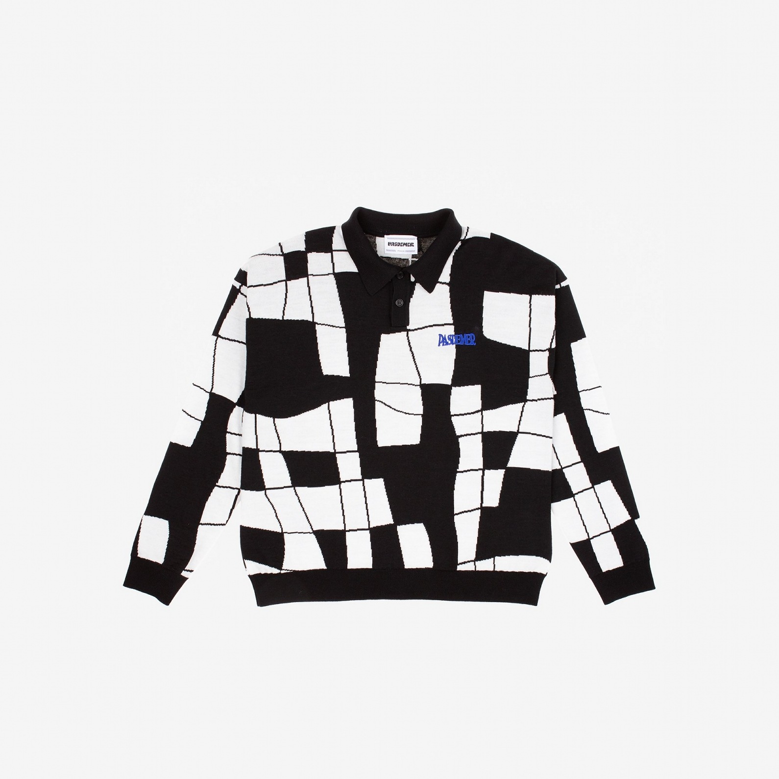 PAS DE MER/ѥɥCROSSWORDS POLO KNIT ݥ / WHITE ۥ磻 /BLACK