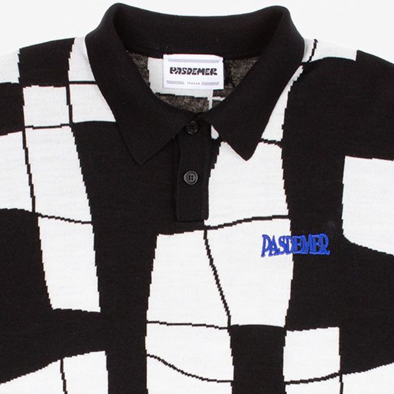 PAS DE MER/ѥɥCROSSWORDS POLO KNIT ݥ / WHITE ۥ磻 /BLACK