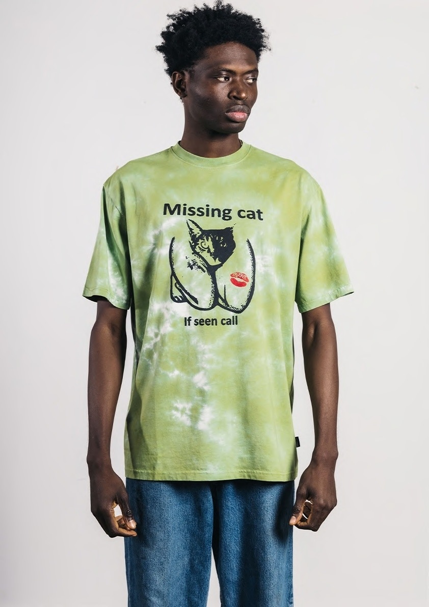 ��PAS DE MER/�ѥɥ����MISSING CAT T-SHIRT T����� / LIGHT GREEN