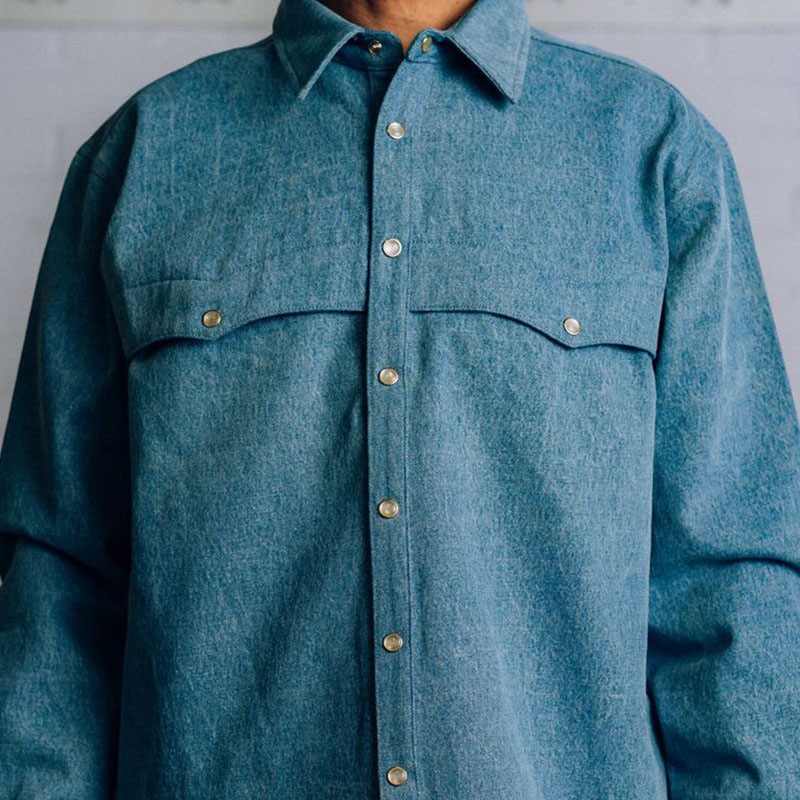 ��RAISED BY WOLVES/�쥤���ɥХ�����֥���WESTERN OVERSHIRT Ĺµ����� / WASHED DENIM