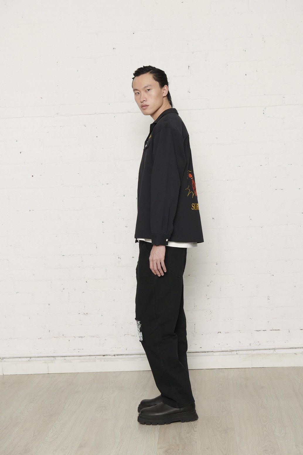 PAS DE MER/ѥɥBOWLING SHIRT Ĺµ / BLACK