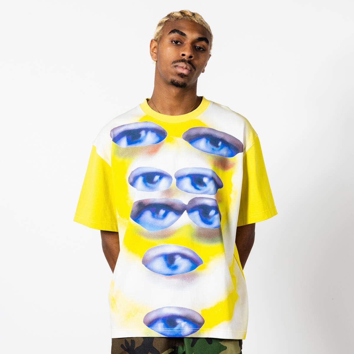 ��PLEASURES/�ץ쥸�㡼����AUSTIN LEE��HUMAN EYES HEAVYWEIGHT SHIRT T����� / YELLOW