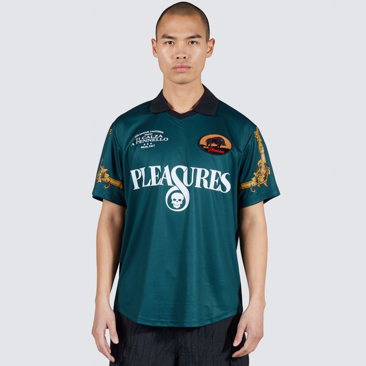 PLEASURES/ץ쥸㡼IUTER/CARLO SOCCER JERSEY å㡼 / DARK GREEN