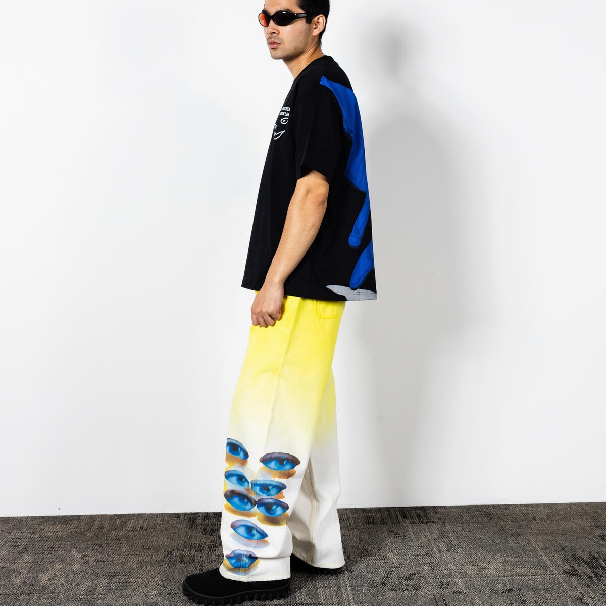 ��PLEASURES/�ץ쥸�㡼����AUSTIN LEE��HUMAN EYES BAGGY PANTS �ѥ�� / YELLOW