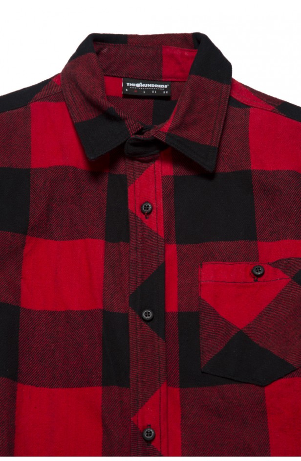��THE HUNDREDS/�����ϥ�ɥ�åġ�HIGHLAND LS FLANNEL / RED ��å� ��