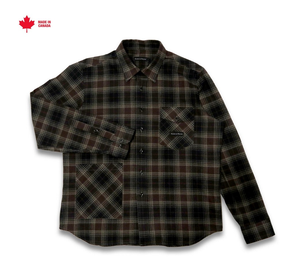 RAISED BY WOLVES/쥤ɥХ֥PLAID FLANNEL SHIRT Ĺµ / COFFEE