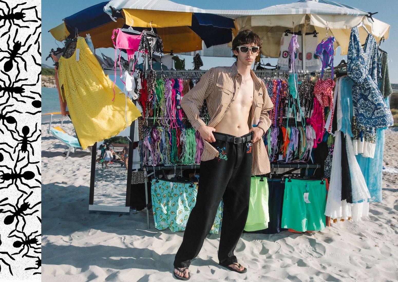 ��PAS DE MER/�ѥɥ����CATERPILLAR PANTS �ǥ˥�ѥ�� / BLACK