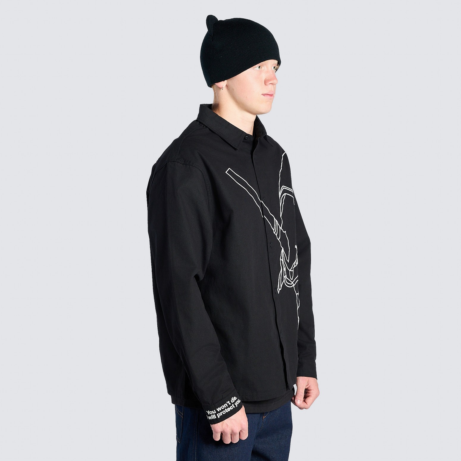 PLEASURES/ץ쥸㡼ߥ󥲥ꥪLONGINUS WORK SHIRT Ĺµ / BLACK