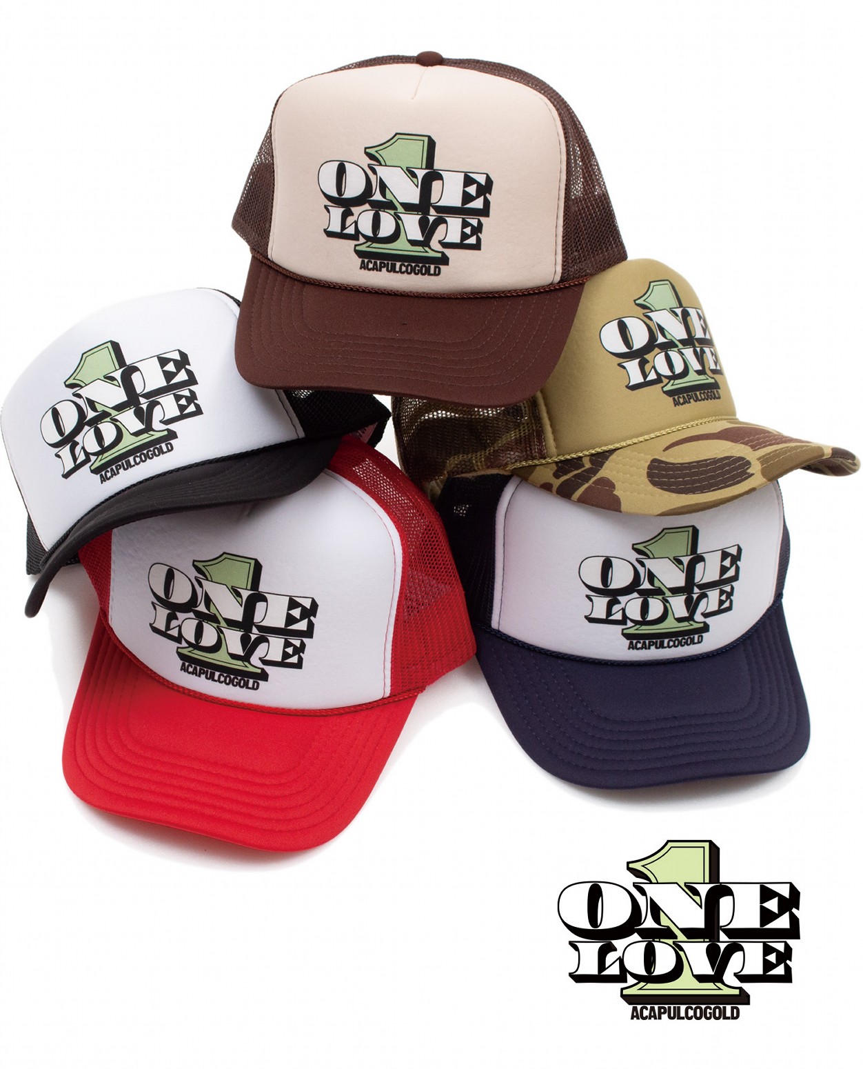 ��ACAPULCO GOLD/�����ץ륳 ������ɡ�ONE LOVE TRUCKER CAP ����å� / RED/WHITE