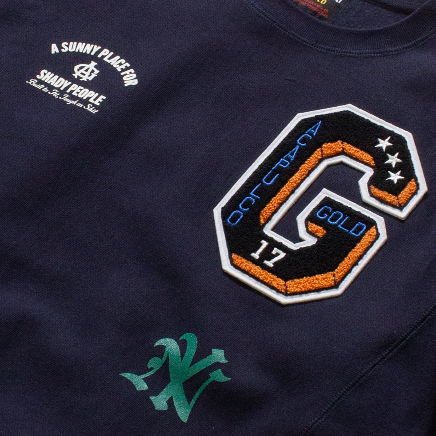 ��ACAPULCO GOLD/�����ץ륳 ������ɡ�APPLIQUE CREWNECK SWEATSHIRT ���롼�ͥå��������å� / NAVY �ͥ��ӡ�