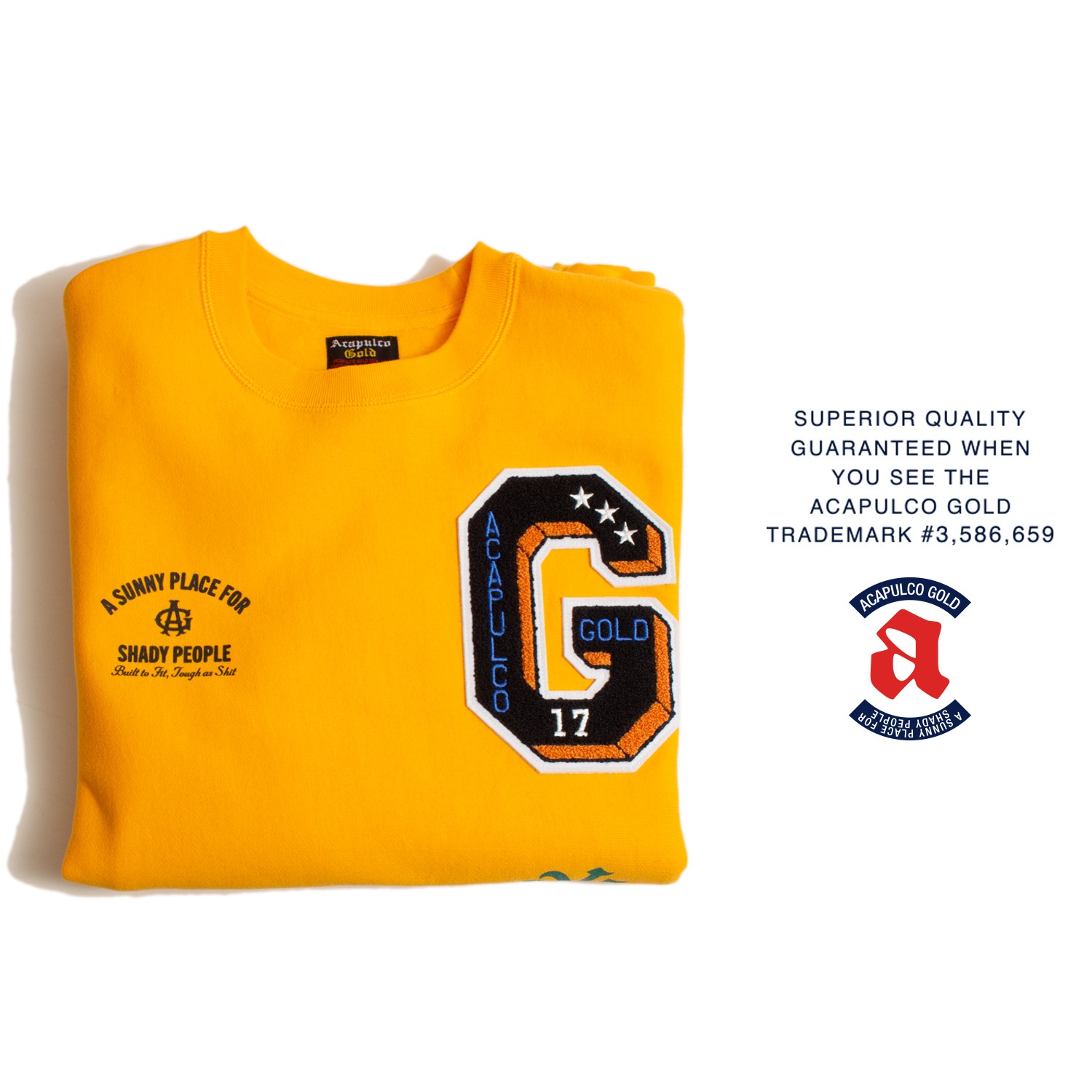 ��ACAPULCO GOLD/�����ץ륳 ������ɡ�APPLIQUE CREWNECK SWEATSHIRT ���롼�ͥå��������å� / YELLOW ��������