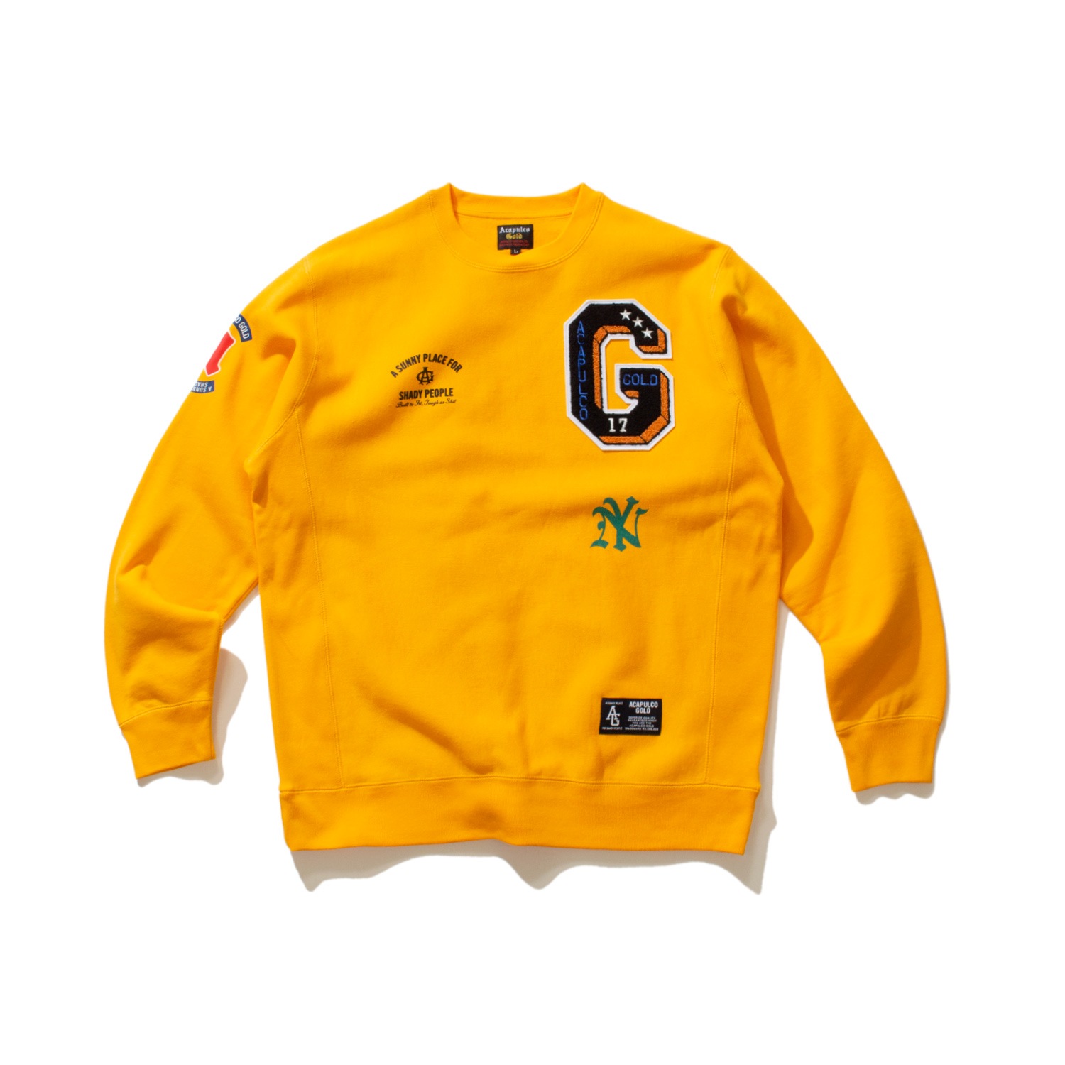 ��ACAPULCO GOLD/�����ץ륳 ������ɡ�APPLIQUE CREWNECK SWEATSHIRT ���롼�ͥå��������å� / YELLOW ��������