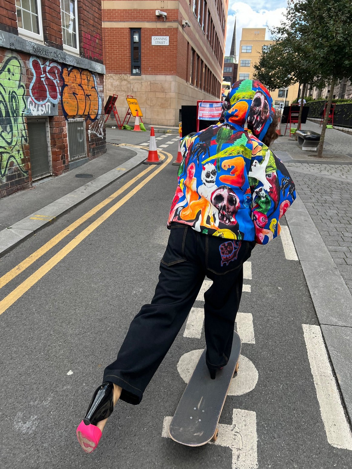 ��SEX SKATEBOARDS/���å����������ȥܡ��ɡ�DOG GUY BAGGY DENIM PANTS �ǥ˥�ѥ�� / BLACK