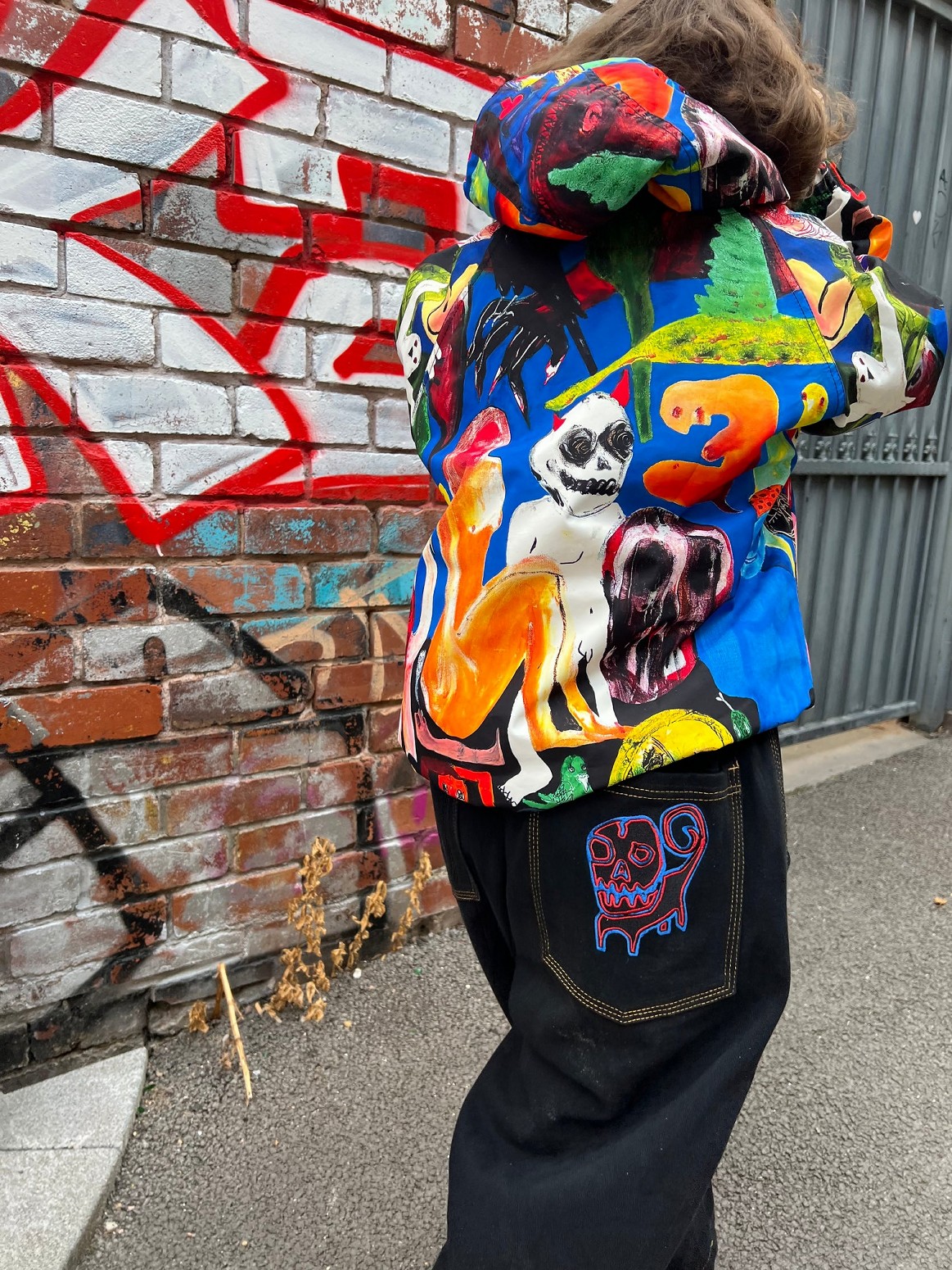 ��SEX SKATEBOARDS/���å����������ȥܡ��ɡ�DOG GUY BAGGY DENIM PANTS �ǥ˥�ѥ�� / BLACK