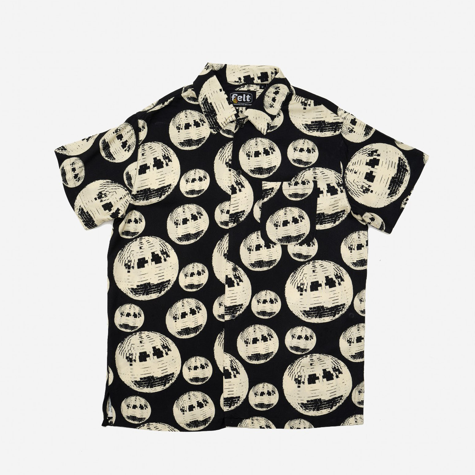 ��FELT/�ե���ȡ�DISCO BUTTON UP Ⱦµ����� / BLACK / NATURAL