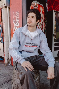 ��DIVINITIES/�ǥ��ӥ˥ƥ�������NAVI/CHAMPION HALF ZIP PULLOVER / HEATHER �إ������졼 GREY