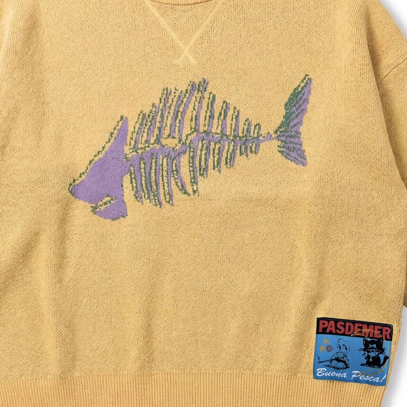 ��PAS DE MER/�ѥɥ����FISH JUMPER �˥åȥ������� / LIGHT YELLOW