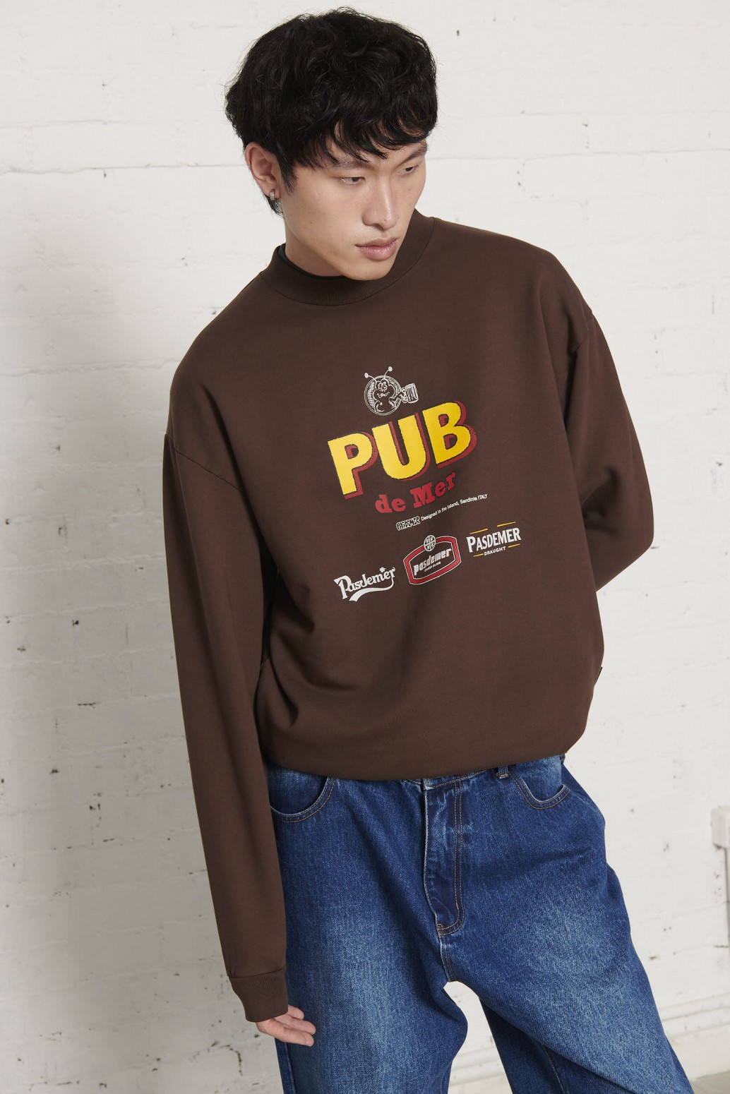 ��PAS DE MER/�ѥɥ����PUB SWEATSHIRT ���롼�������å� / BURGUNDY