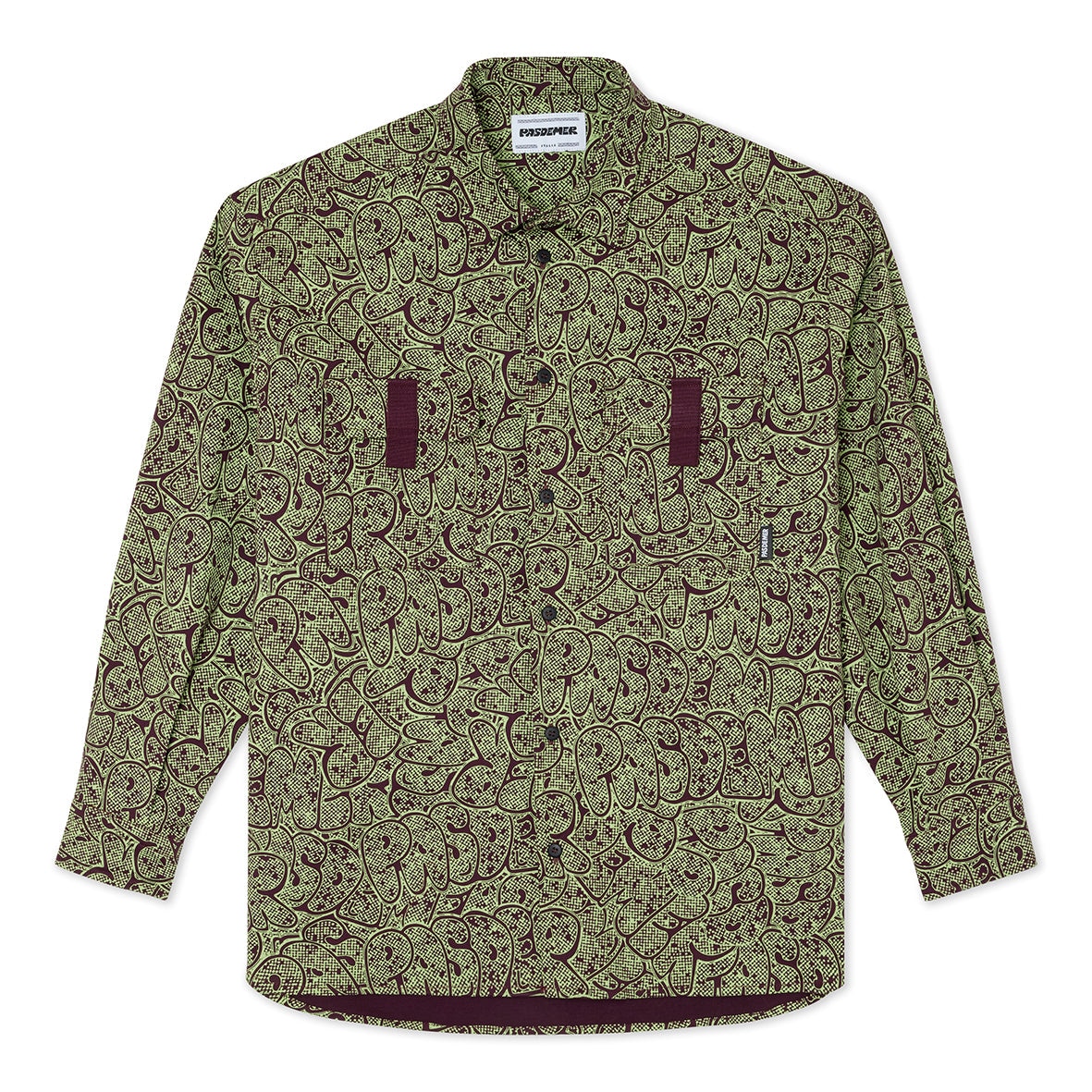 ��PAS DE MER/�ѥɥ����LOGO SHIRT Ĺµ����� / PURPLE-LIME �ѡ��ץ�饤��