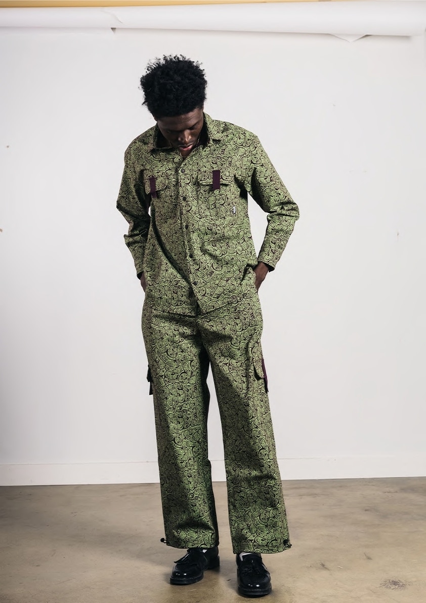 ��PAS DE MER/�ѥɥ����LOGO SHIRT Ĺµ����� / PURPLE-LIME �ѡ��ץ�饤��