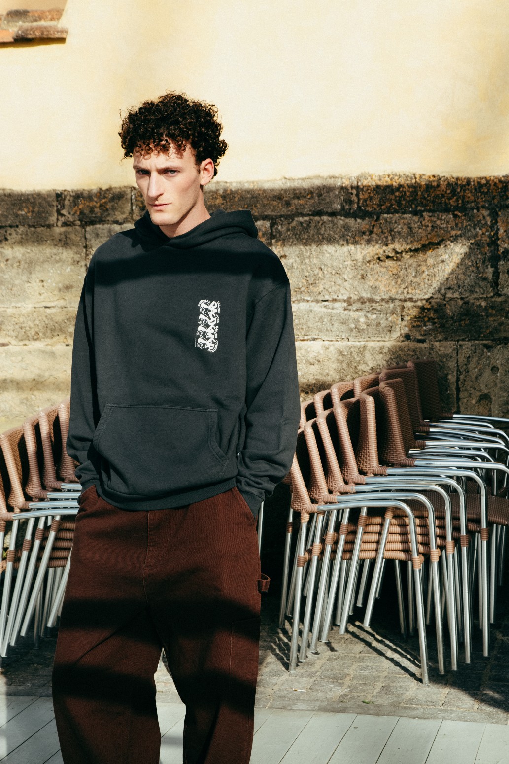 PAS DE MER/ѥɥSTONED ISLAND HOODY ѡ / BLACK