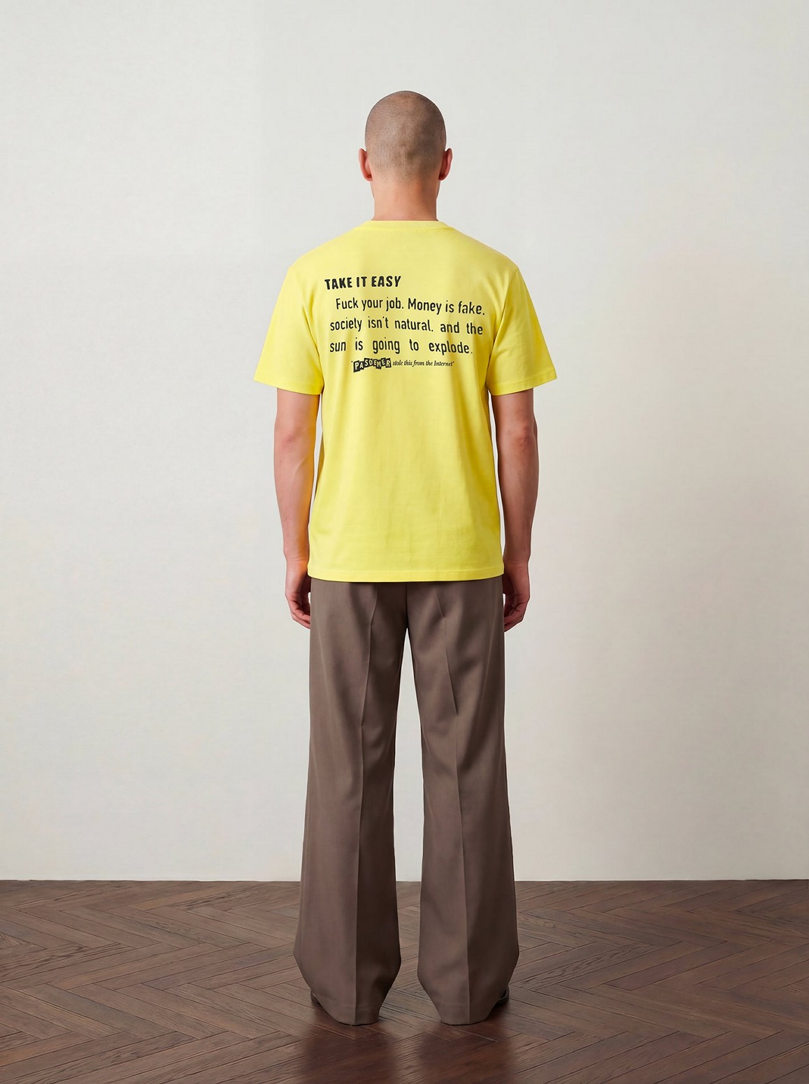 ��PAS DE MER/�ѥɥ����INTERNET QUOTES T-SHIRT T����� / YELLOW