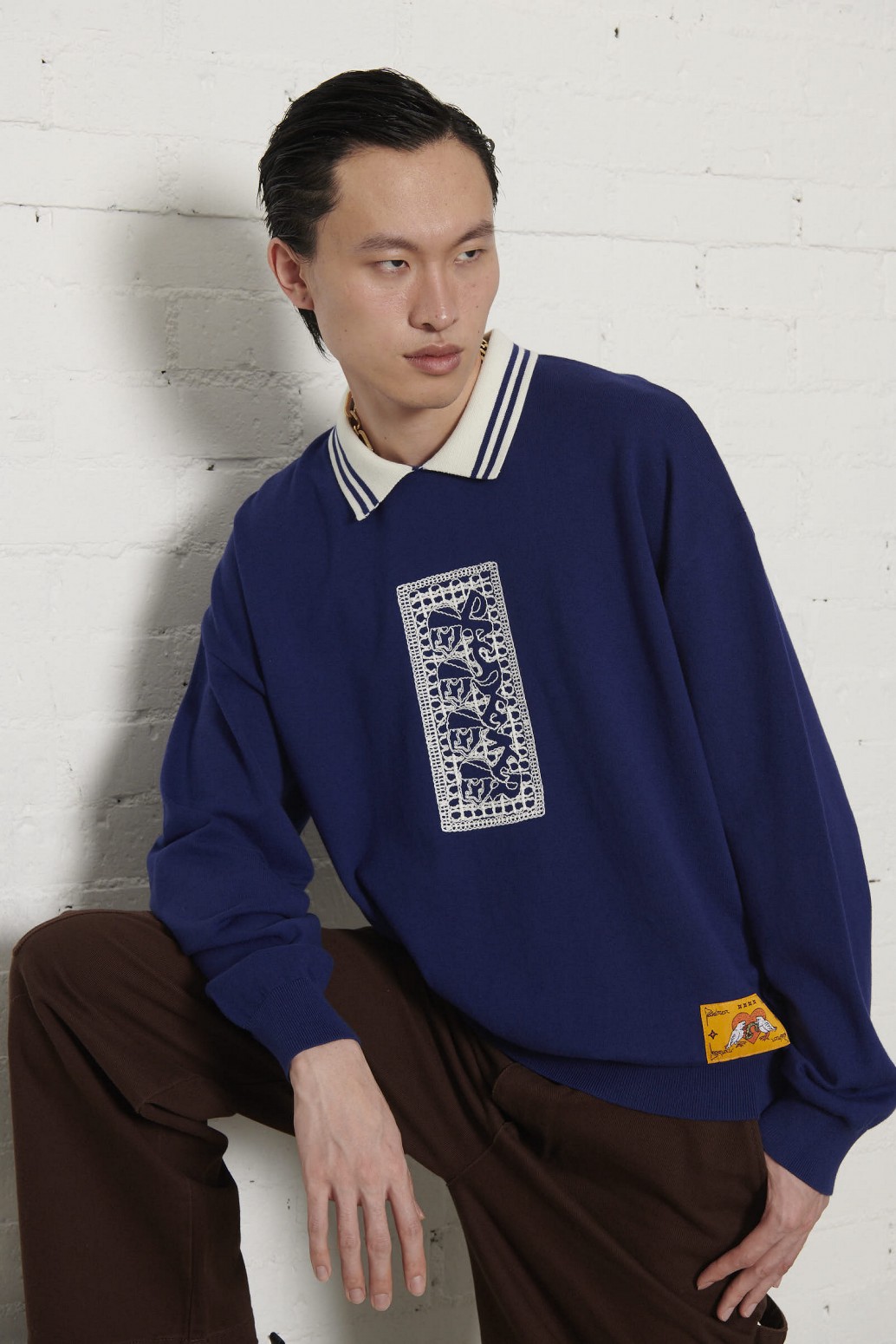 PAS DE MER/ѥɥSTONED ISLAND POLO LONGSLEEVE ݥ / BLUE