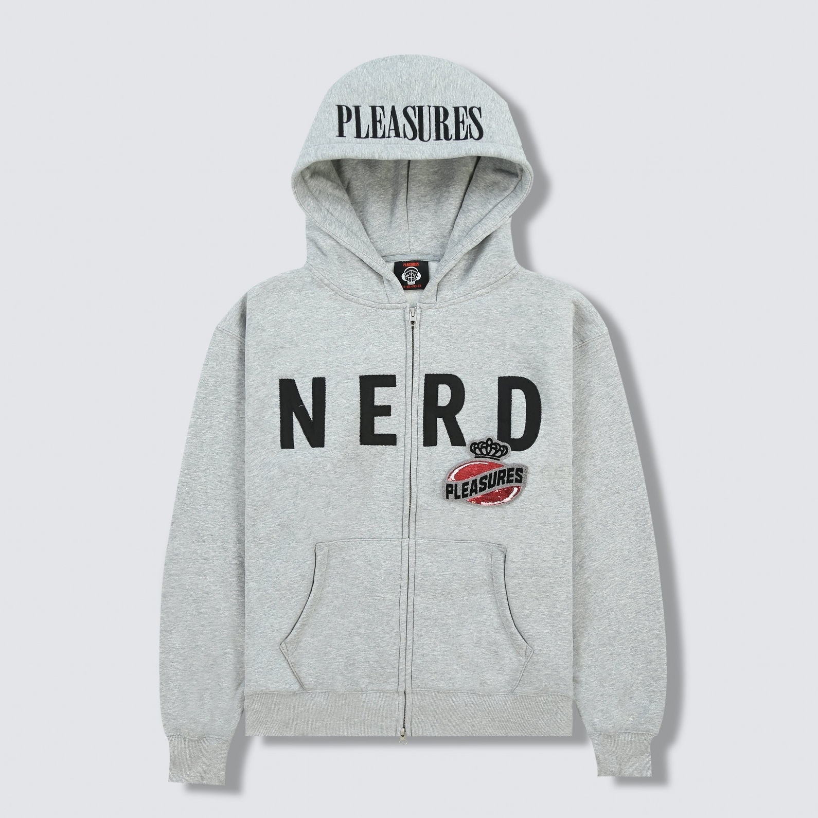 ��PLEASURES/�ץ쥸�㡼����N.E.R.D.��NERD ZIP UP HOODIE �ѡ����� / HEATHER GREY