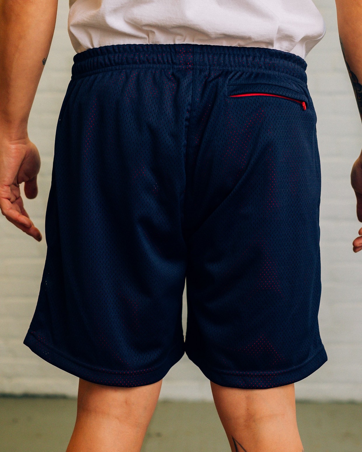 RAISED BY WOLVES/쥤ɥХ֥TWO-TONE MESH SHORTS 硼ȥѥ / NAVY/RED